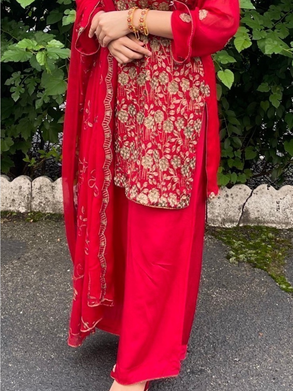 Embroidered Red Women's sharara suit. Large size new very beautiful
